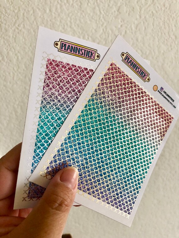 Mermaid Scale Foiled Header Stickers Erin Condren Happy Planner Bullet Journal Scrapbooking And More