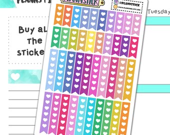 Rainbow Heart Checklists - Pegatinas de planificador, pegatinas dibujadas a mano, Kiss Cut, pegatinas de calendario, Scrapbooking, diario