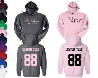 Hubby wifey couple hoodies, personalized hoodie, couples sweatshirt, couple hoodies set, his and her hoodies, gift for him.