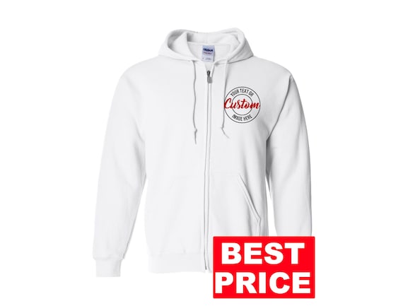 Custom Zip Up Hoodie – Personalized Full Zip Sweatshirt with Logo or Text | Customizable Zipper Hoodie for Business, Team, or Gifts