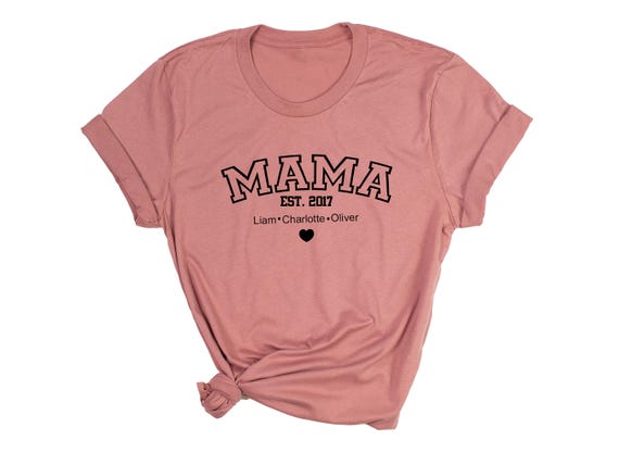 Mama shirt, Names with Heart, Mom Est Year Shirt, Gift For New Mommy, Mother''s Day Gift.