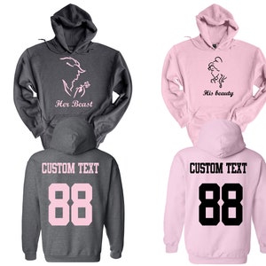 Her beast his beauty couple hoodies, personalized hoodie, couples sweatshirt, couple hoodies set, his and her hoodies, gift for him.