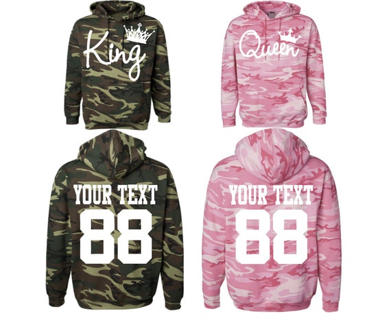 camo king and queen hoodies