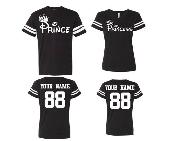 Custom Both Prince Princess couple Cotton Jerseys, personalized Back your text and Numbers, Couples shirts Newlywed Anniversary **BOTH