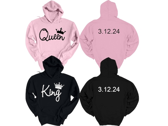 KING QUEEN Couple Hoodies Personalized Back Custom Dates Hoodies for Couples Matching Hoodie Anniversary Gift Lulu1f44 Etsy