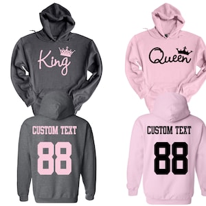 king queen couple hoodies, personalized hoodie, couples sweatshirt, couple hoodies set, his and her hoodies, gift for him.