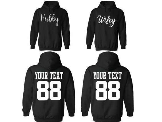 Hubby Wifey couple hoodies, personalized Back custom Dates, hoodies for couples, Matching hoodie, Anniversary gift, honeymoon gift