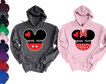 Family couple hoodies Mickey Minnie face custom hoodies , personalized Family trip hoodies, mickey Minnie family vacation hoodie.