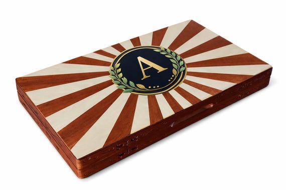 Personalized Wooden Backgammon Set – Hand-Carved Inlay Board, Large Game Pieces