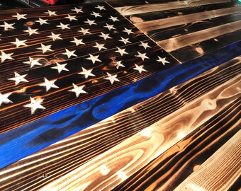 Thin Blue Line. Thin red line. Police gift. Thin Blue line wood flag. Thin Red line wood flag. Police Officer flag. Firefighter flag.