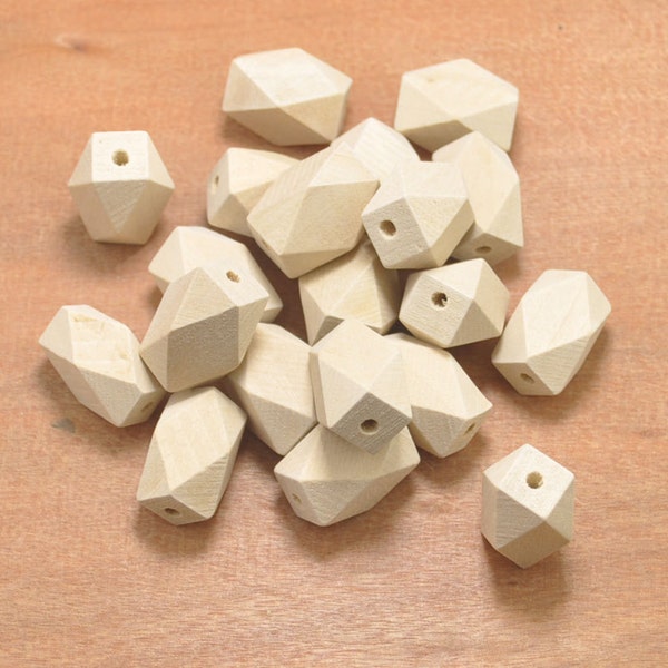 20pcs geometric figure solid faceted cube wooden bead 22x15mm,unfinished  natural wood bead accessories for necklace,bracelet,wood craft