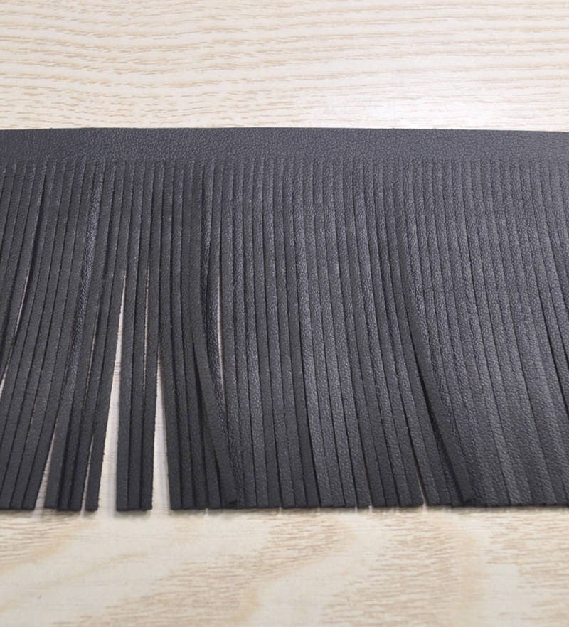 Faux Leather Fringe Trim 3.07''78mm Wideblack - Etsy