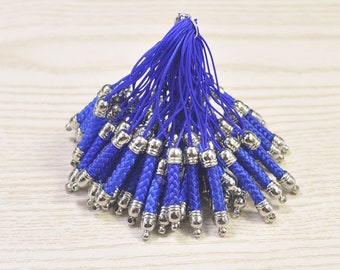 Mobiele telefoonriem Lariat-sleutelkoordconnectoren,20 stuks koningsblauw mobiele telefoon sleutelhanger met zilveren dop,sleutelkoordaccessoires mobiele telefoon