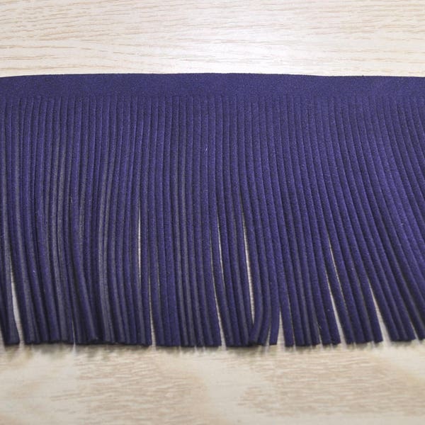 Faux Leather Fringe Trim 3.07''(78mm) wide,Navy Fringed Tassel diy for bags,purses,key chains,shoes,accessories,Suede Tassel Trim