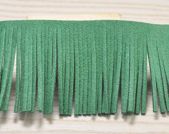 Faux Leather Fringe Trim 1.89''(48mm) wide,Green Fringed Tassel diy for bags,purses,key chains,shoes,accessories,Suede Tassel Trim