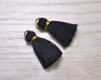 Silk Tassels 0.78'',20pcs Black Mini Tassel 20mm With Metal Loop Hang,Keychain Tassel Accessories,Tassel Earring,Tiny Tassels Pendant