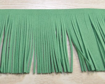Faux Leather Fringe Trim 3.07''(78mm) wide,Green Fringed Tassel diy for bags,purses,key chains,shoes,accessories,Suede Tassel Trim