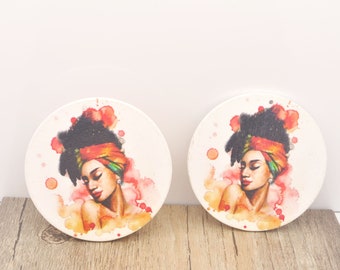 4 Pairs Round Wood Earrings 60mm,African Girl Printed Wood Blanks,African Earrings,Laser Cut,Jewelry Blanks,Wood Pendant - WS#104