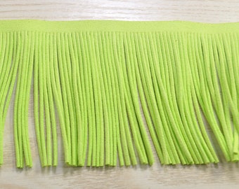 Faux Leather Fringe Trim 3.07''(78mm) wide,Apple Green Fringed Tassel diy for bags,purses,key chains,shoes,accessories,Suede Tassel Trim