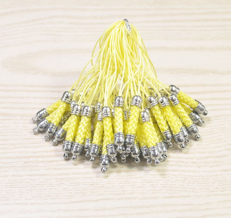 Cell Phone Strap Lariat Lanyard Connectors,20pcs Lemon Mobile Cell Phone Keychain With Silver Metal Cap,Mobile Phone Lanyard Accessories