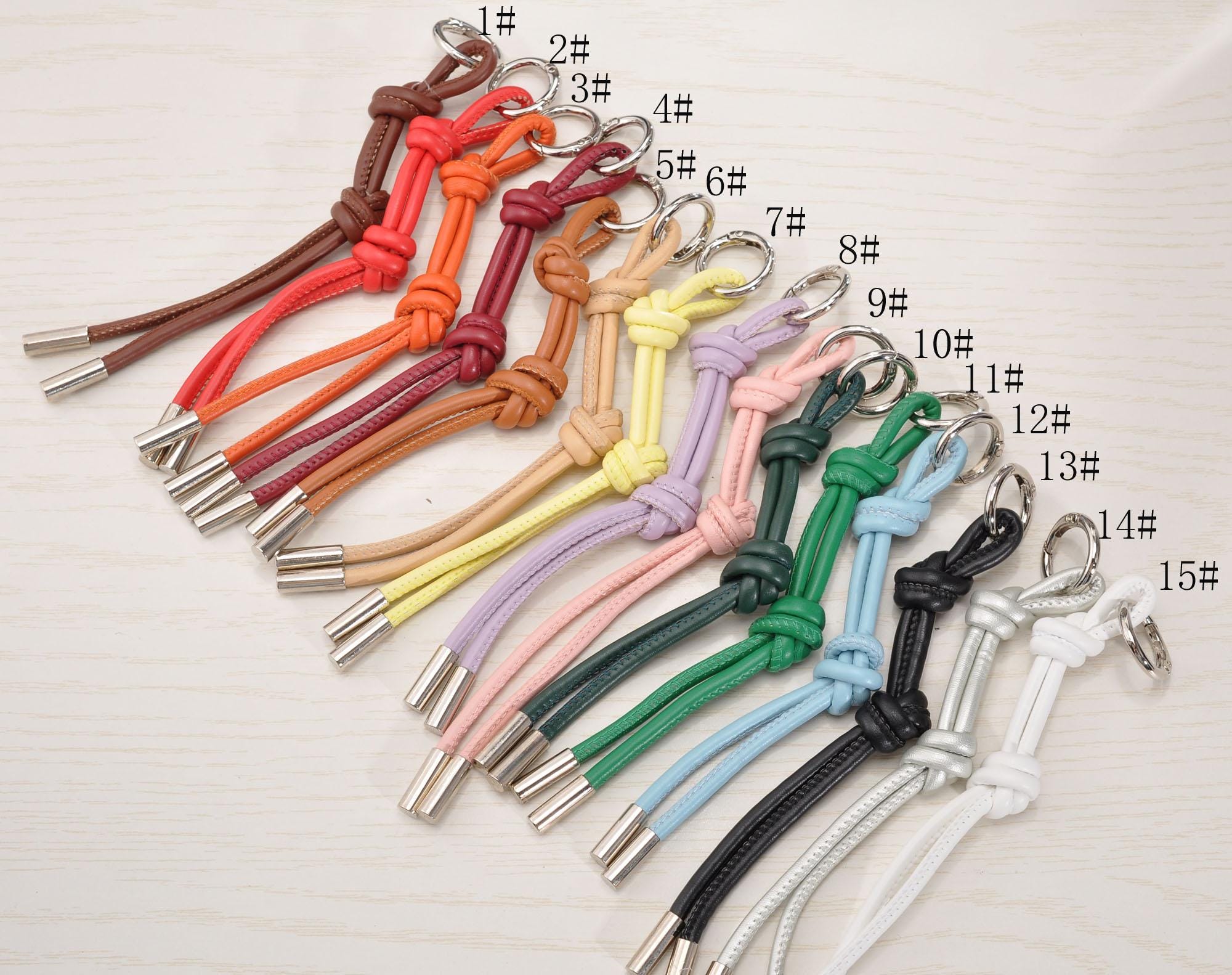 1pcs - 100pcs Y2k Knotted Vegan Leather Bag Charm, Rope Keychain
