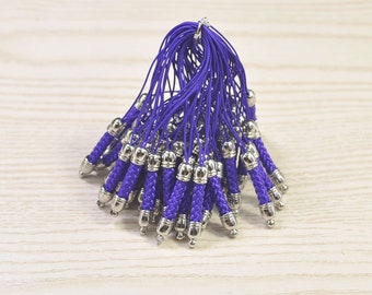 Cell Phone Strap Lariat Lanyard Connectors,20pcs Purple Mobile Cell Phone Keychain With Silver Metal Cap,Mobile Phone Lanyard Accessories