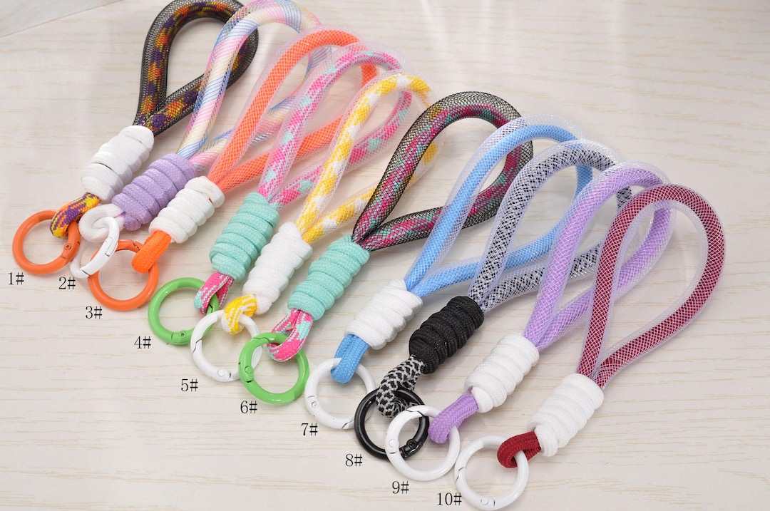 Keychain Y2k Rope 2-100pcs Y2K Braided Rope Keychain With Metal Ring,rope Knot Handbag ...
