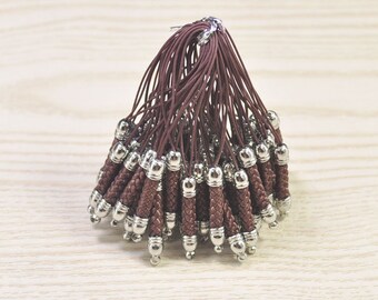 Mobiele telefoon riem Lariat Lanyard verbindingslijnen, 20st koffie mobiele telefoon sleutelhanger met zilveren metalen kapje, mobiele telefoon Lanyard accessoires