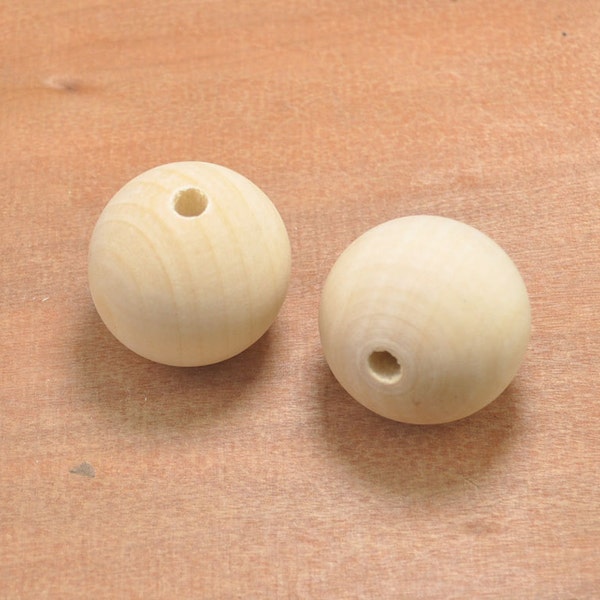 10pcs perles rondes en bois, perles intercalaires inachevés en 35mm, accessoires de perles en bois pour les projets de bricolage, bois