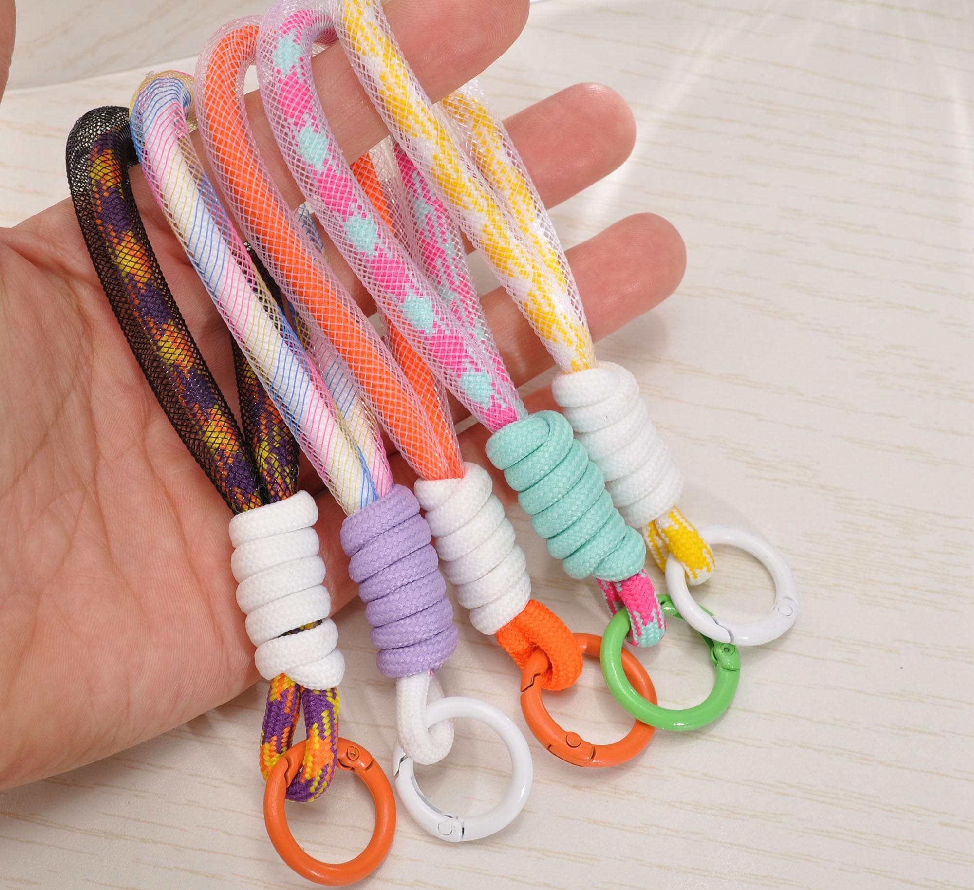 2-100pcs Y2K Braided Rope Keychain With Metal Ring,rope Knot Handbag ...
