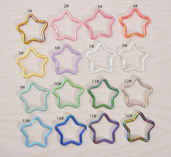 High quality,2-50pcs AB Color Star Shaped keychain,Carabiner Spring Belt Clip,1.9" Metal Hook Carabiner,Key Ring Hook,Bag Decoration