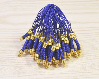 Mobiele telefoonriem Lariat-sleutelkoordconnectoren,20 stuks koningsblauw mobiele telefoon sleutelhanger met gouden dop,sleutelkoordaccessoires mobiele telefoon