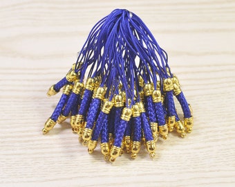 Correa de teléfono celular Lariat Lanyard Conectores, 20pcs Royal Blue Mobile Cell Phone Keychain With Gold Cap, Accesorios de Lanyard de teléfono móvil