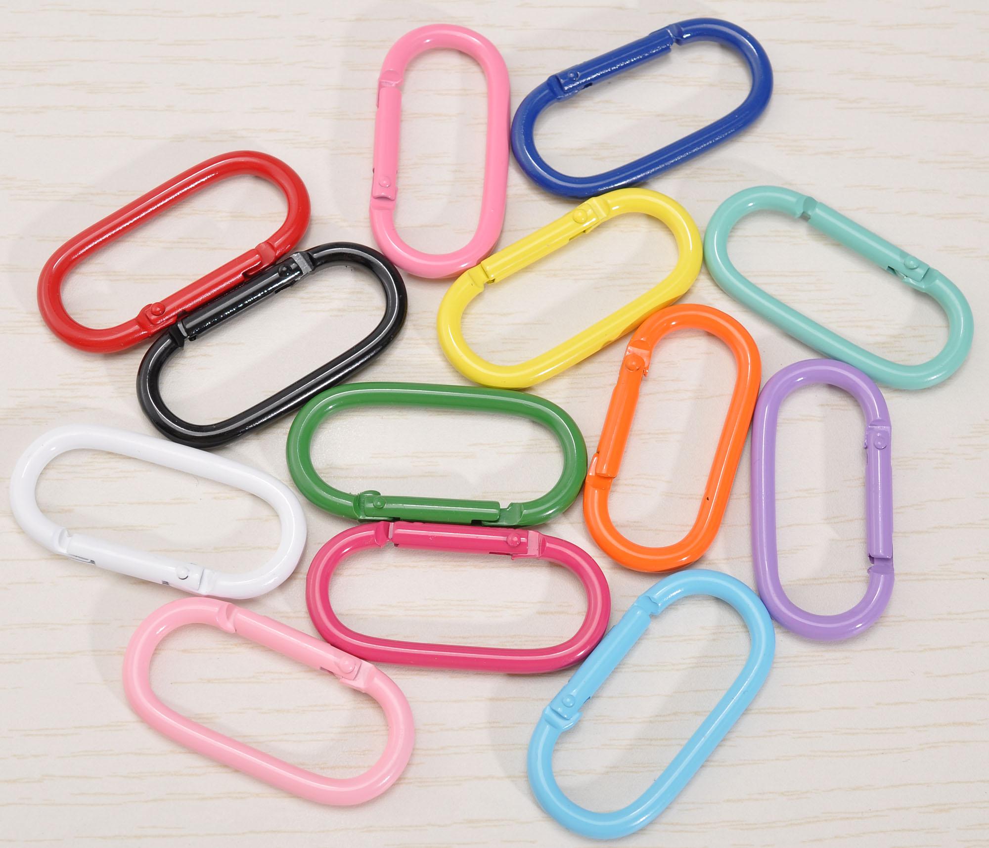 2-50pcs Oval Ring,13 Colors Oval Keychain,carabiner Spring Clip