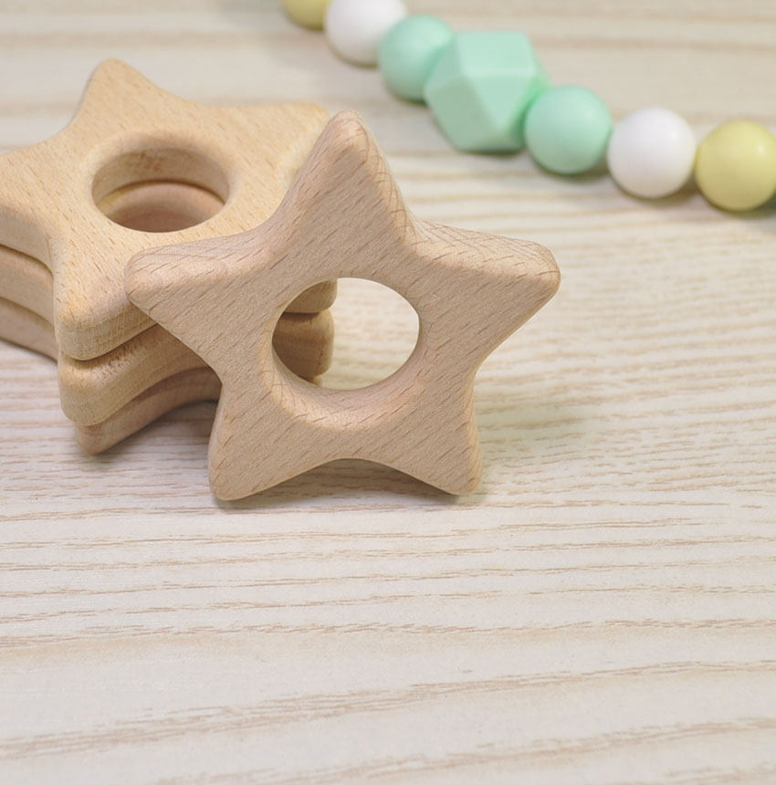 5pcs Natural Wooden Teethers Star Organic Newborn Beech Etsy
