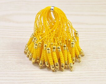 Correa de teléfono celular Lariat Lanyard Conectores, 20pcs Golden amarillo móvil móvil teléfono llavero con tapa de plata, teléfono móvil Lanyard accesorios