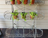 Vintage Metal Tiered Plant Stand Antique Wire 3 Tier Plant Stand Victorian Plant Stand Early Metal Plant Stand Tiered Metal Wire Green