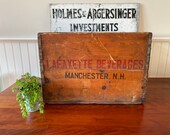 Vintage Beverage Crate Manchester New Hampshire Wooden Crate Advertising Crate Vintage Lafayette Advertising Crate Wooden Crate Vintage
