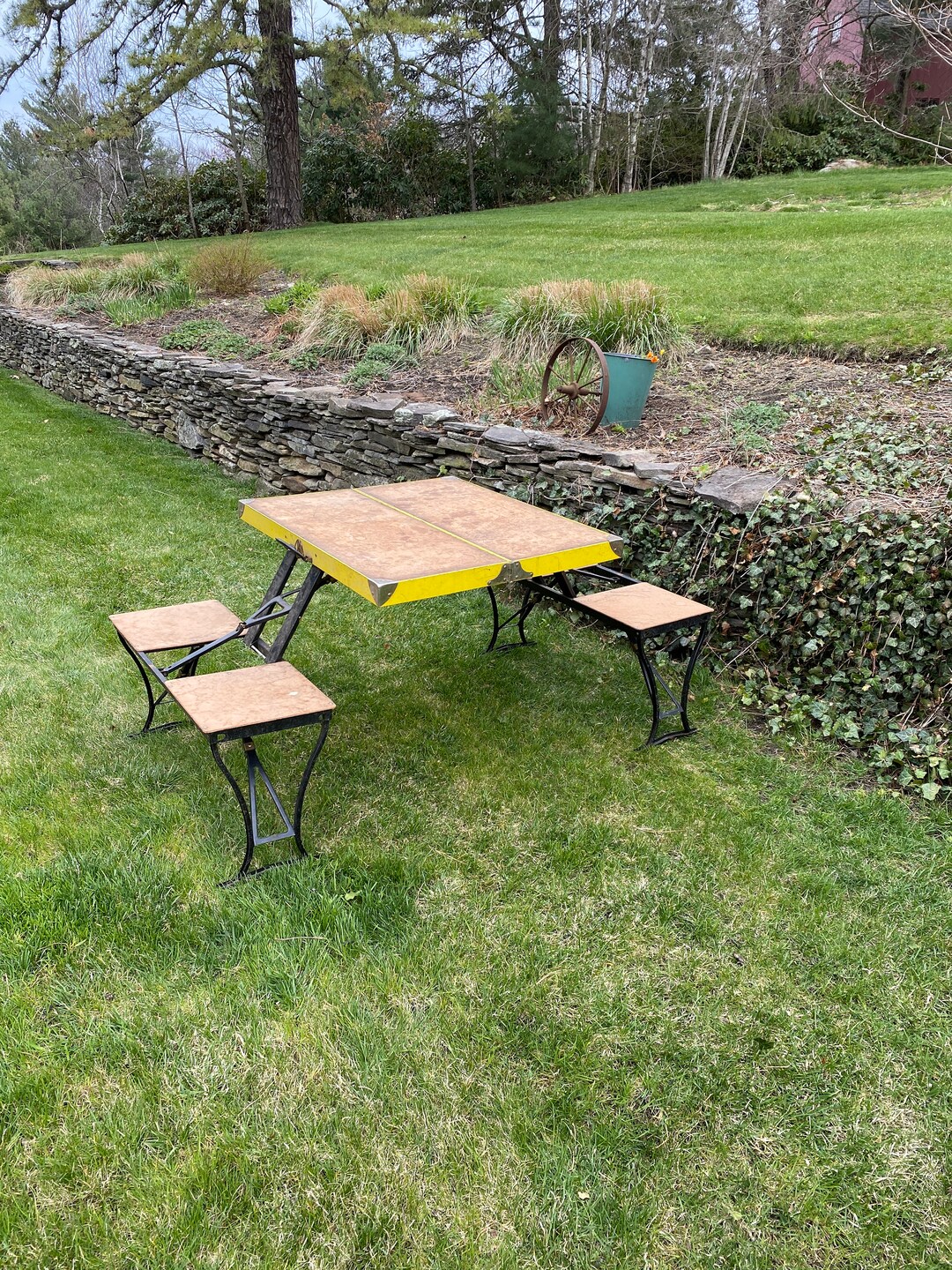 Vintage Folding Picnic Table Vintage Folding Table and Four Etsy