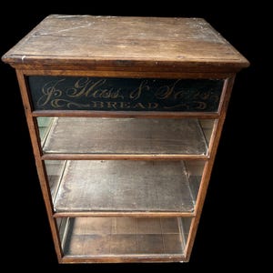 J. Glass & Sons Bread Cabinet – Antique General Store Display Case