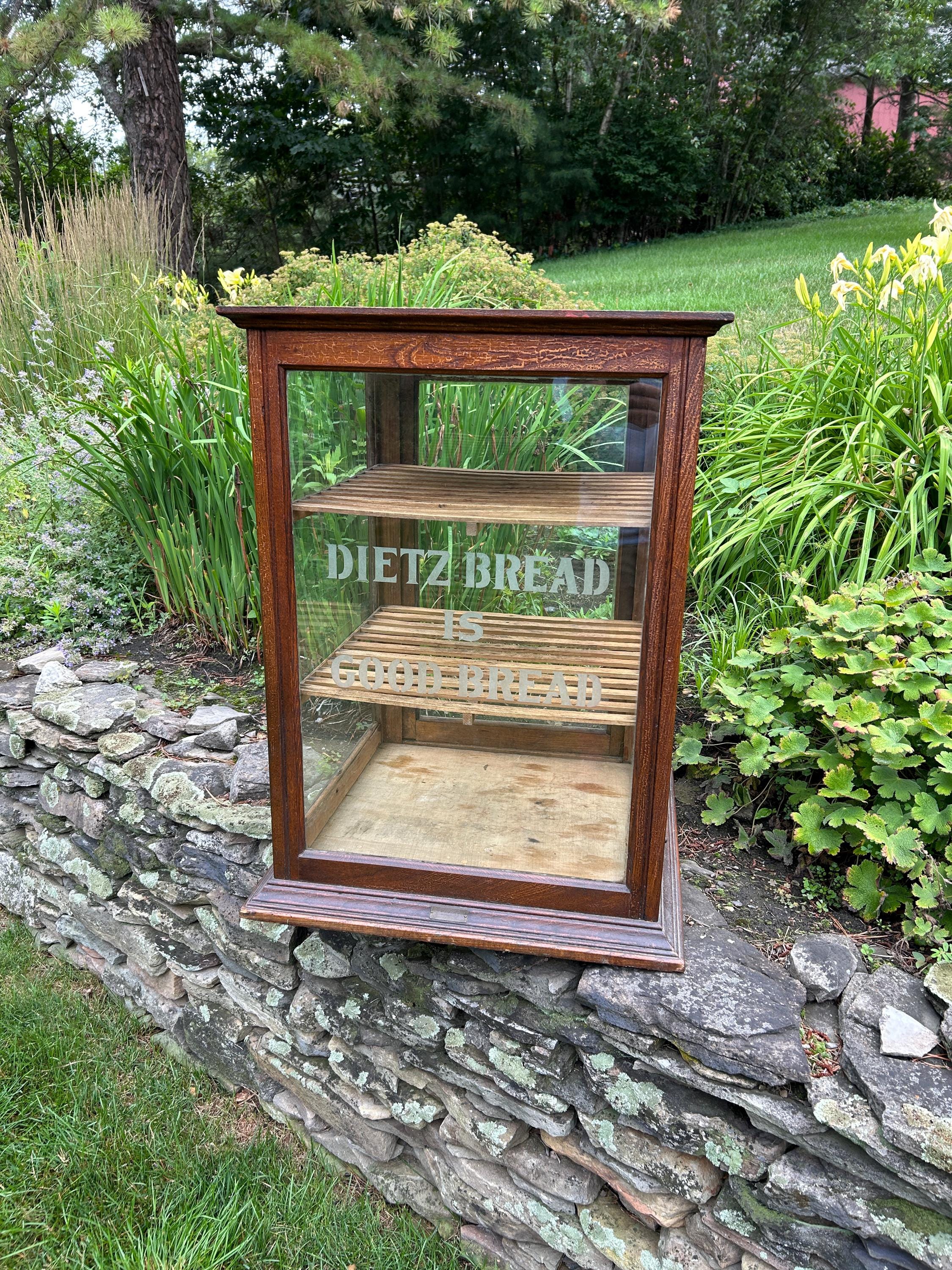 Antique Dietz Bread Display Cabinet: Oak & Glass Store Showcase