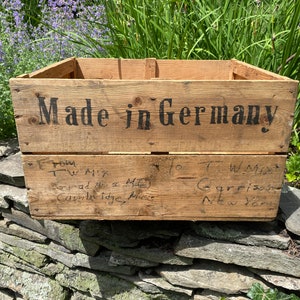 Vintage Wood Crate: German Shipping Box, Collectible Display