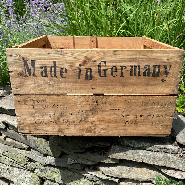 Vintage German Wooden Shipping Crate – “Made in Germany” Stenciled Box