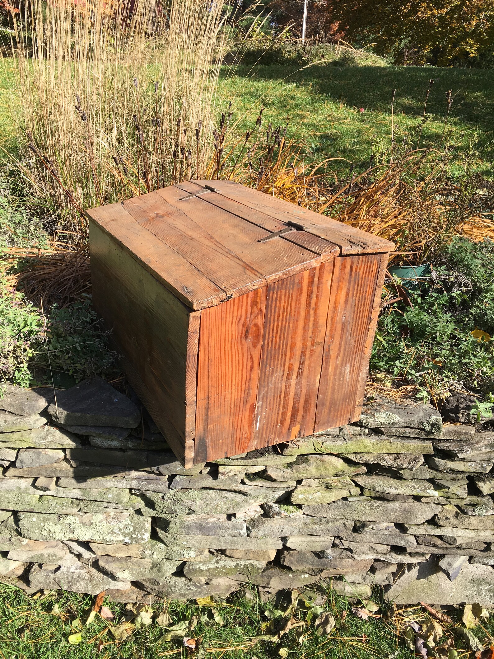 Antique Grain Bin Vintage Wooden Grain Bin Antique Wood Box Etsy