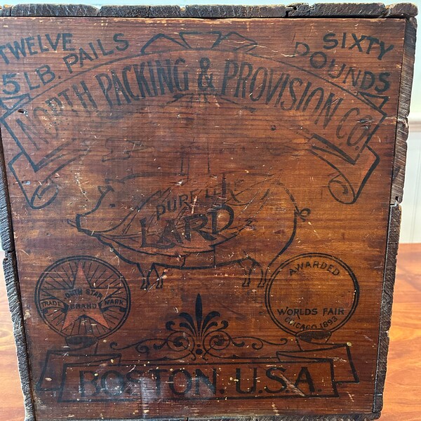 Antique Boston Advertising Crate - Wooden Crate - Boston MA Shipping Store Display Vintage Dover NH Crate Vintage Wooden Egg Case Vintage