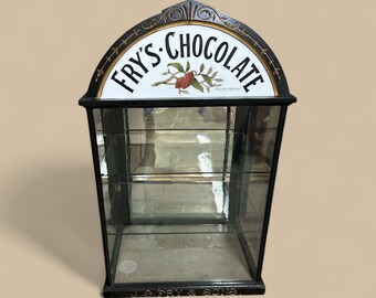 Vintage Fry's Chocolate Display Cabinet: UK Shop Counter, Porcelain Sign, Mirrored Back
