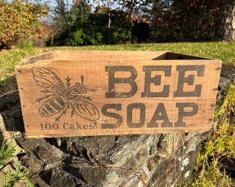 Vintage Wooden Crate Bee Soap Crate - Vintage Bee Soap Crate - Vintage Laundry Room Decor Vintage Bathroom Decor Honey Bee Proctor Gamble