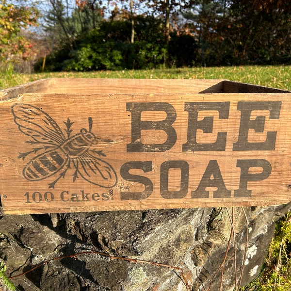 Vintage Wooden Crate Bee Soap Crate - Vintage Bee Soap Crate - Vintage Laundry Room Decor Vintage Bathroom Decor Honey Bee Proctor Gamble