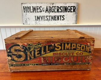 Vintage Biscuit Crate - Snell and Simpson Biscuit Crate - Advertising -  Biscuit Crate  New Bedford Massachusetts New Bedford MA Advertising