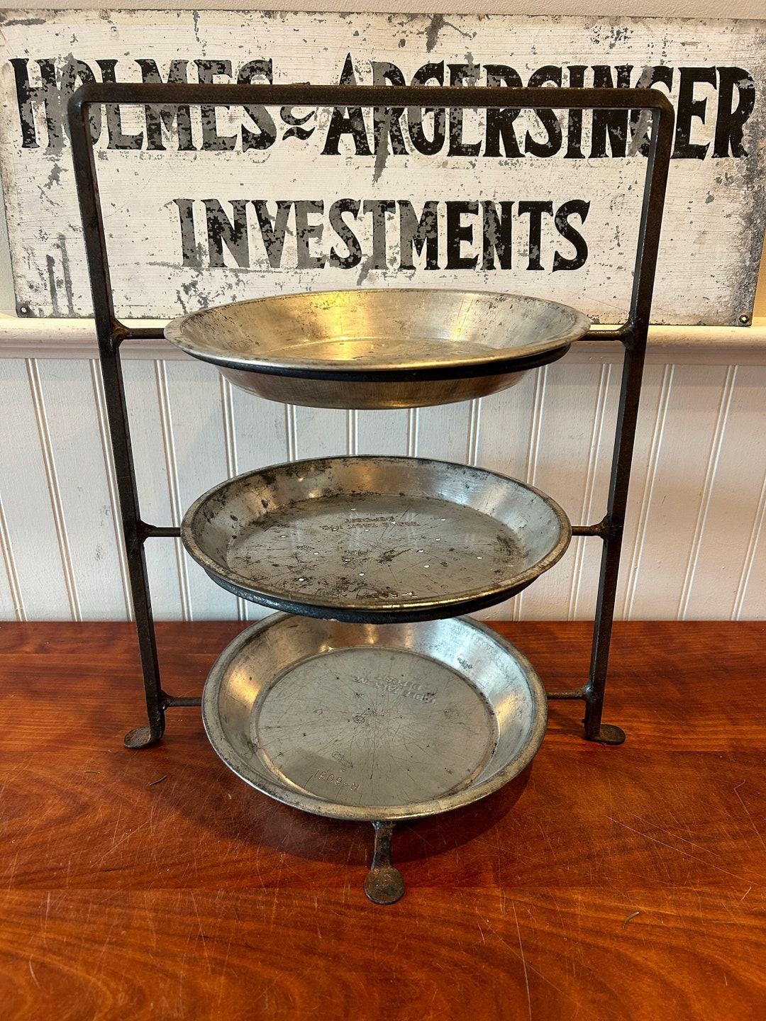 Vintage Metal Pie Rack Three Pie Cooling Rack Wrought Iron Etsy